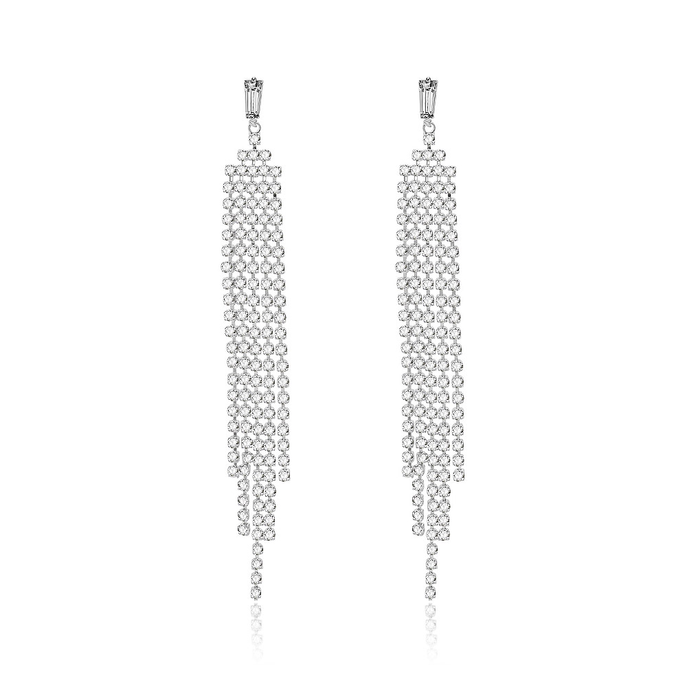 Long CZ Linear Chandelier Earrings Wholesale JR Fashion Accessories